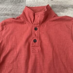 Banana Republic 1/4 Button Pullover Mens Large Cotton Slub Knit Terra Cotta
